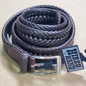 Hired Hand Mens Braided Leather Belt Silver Buckle 46 Dark Brown Western Dress